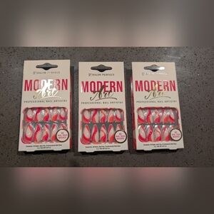 Modern Art Pink Nail Set 3 Boxes For The Price Of 1